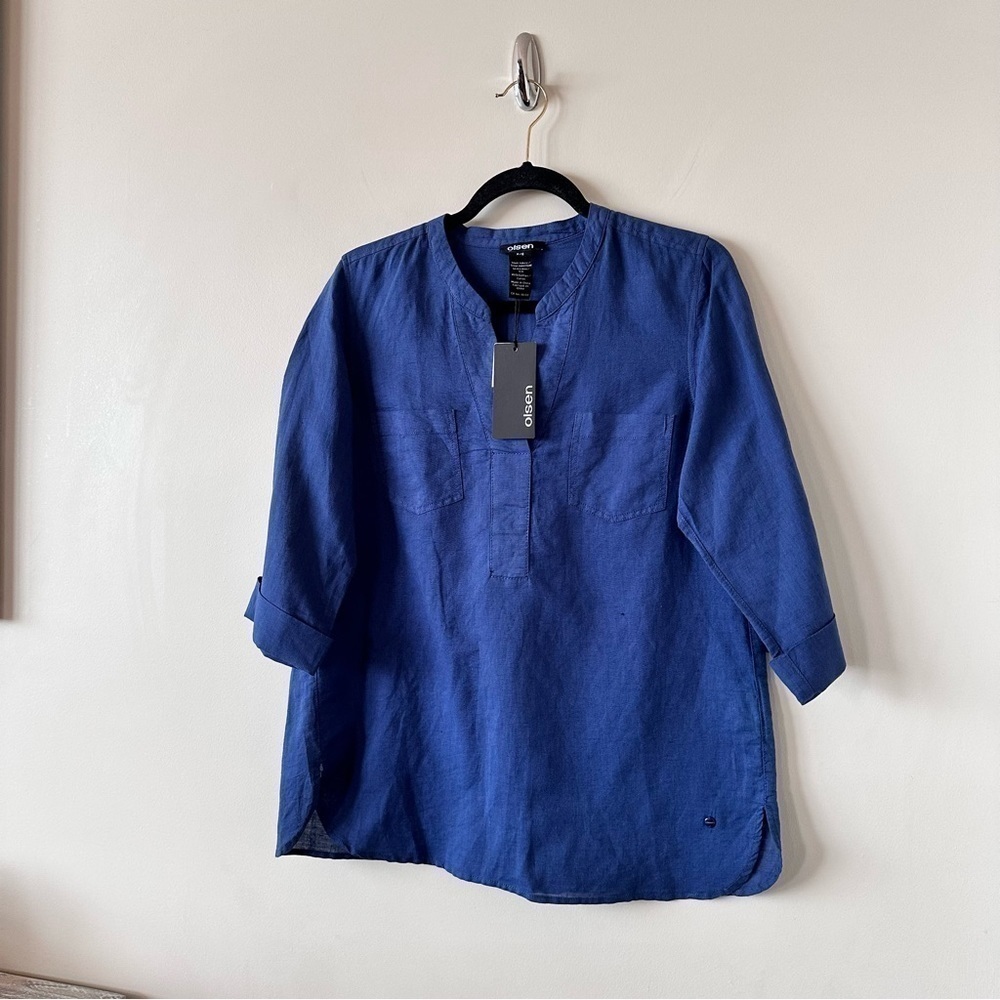 OLSEN-GLAM Safari Linen & Cotton Blouse (Size:Small) - Picture 5 of 9